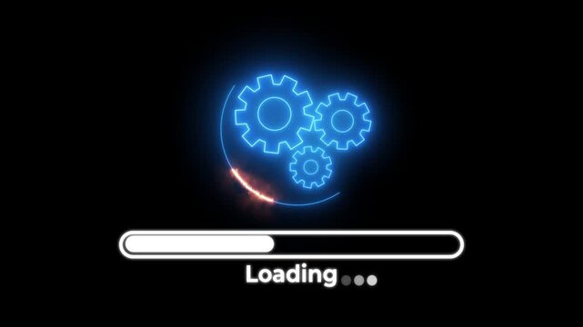 Operating system upgrade concept, software updating and process , update modern functions, Setting loading bar icon animated 4k .