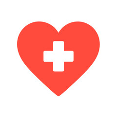 Obraz premium Red Heart with Medical Cross Flat Icon Illustration