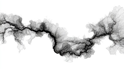 Abstract Black And White River Flowing Design