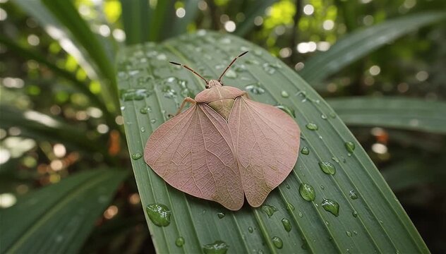 The flatid leaf bug (Flatida rosea) feed on tree sap absorbing the part they need and excreting the rest as a sweet liquid like honeydew in Madagascar.
