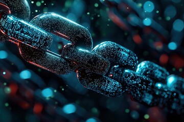 Block chain. Crypto currency. Blockchain concept. Chain with digital code. Ai Generative