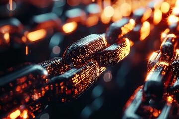 Block chain. Crypto currency. Blockchain concept. Chain with digital code. Ai Generative