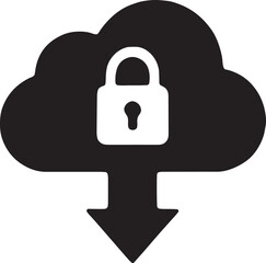 Secure Cloud Download and Data Retrieval Vector Icon