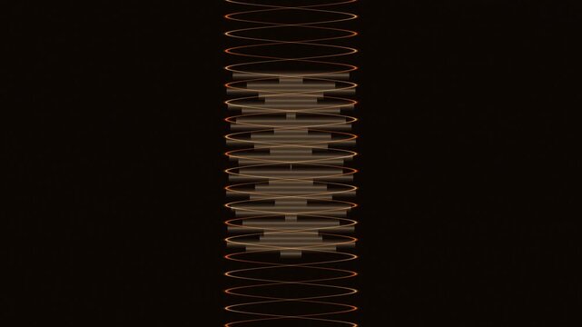 Springy Coil Tower Moving Slowly in Dark Ambient Space