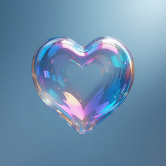 Iridescent Heart on Blue Background
