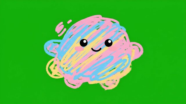 Cute Cartoon Cotton Candy Monster Character with Rainbow Colors.