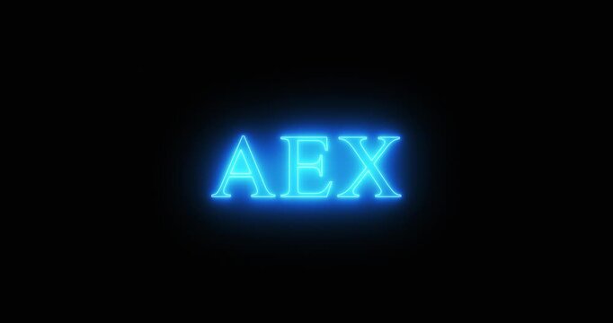 AEX index, stock  market index, in a neon light. Loop