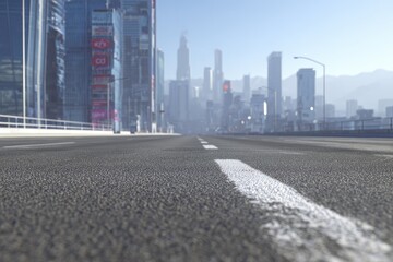 Empty City Road Under Clear Sky
