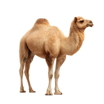 Camel Standing Isolated on White Background