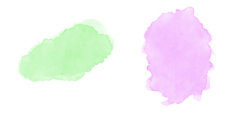 Abstract green purple watercolor texture artistic ink blot design elements on black canvas vibrant modern graphic art