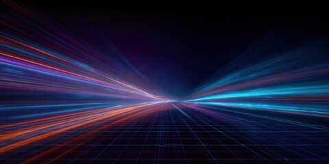 Fototapeta premium The Light Tunnel Racing Toward a Futuristic Neon Horizon of Speed