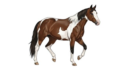 Obraz premium A brown and white horse with a distinctive coat pattern