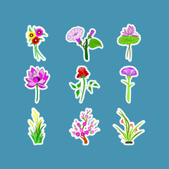 Colorful Flower Stickers Collection