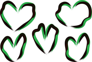 dark green curved creative pattern abstract hearts