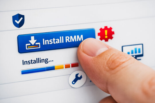 Installing RMM Software for Remote Monitoring and Management. IT Security, Managed Service Provider Solution, and System Installation Process.