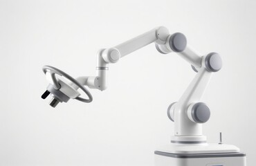 Advanced Robotic Arm for Precision Manufacturing and Medical Applications on Clean White Background