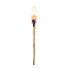 Burning matchstick with vibrant flame isolated on transparent background
