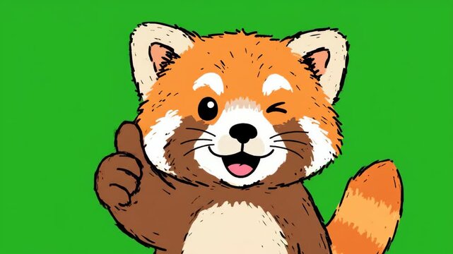 Cute Red Panda Winking and Giving Thumbs Up Gesture.