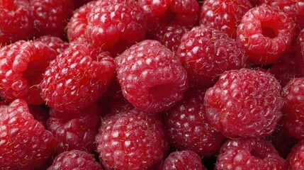 Fresh ripe red raspberries with textured skin in close-up view.