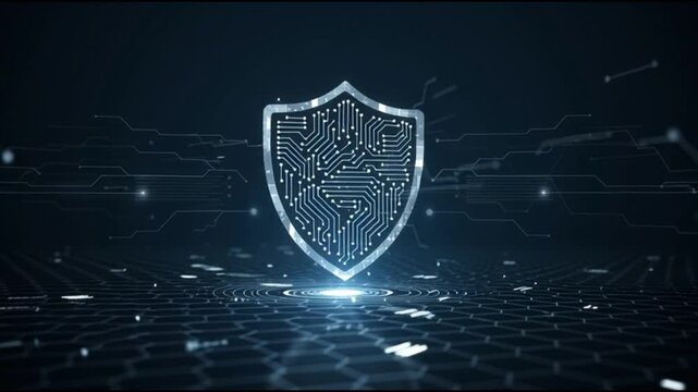 Cyber security shield protecting digital data and technology infrastructure