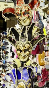 Traditional Venetian Jester masks for Carnival in Venice