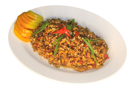Traditional Indonesian Stir Fried Sweet Soy Sauce Tempeh Orek