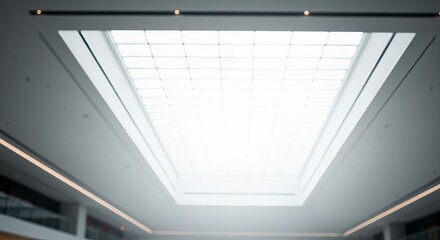 Obraz premium Sophisticated Modern Architecture Interior Design with Skylight and Minimalist Aesthetic Appeal