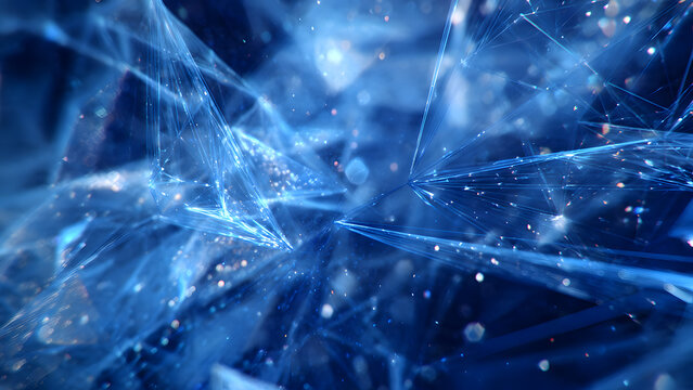 Future blue abstract backdrop, glowing fiber optic connections, digital matrix patterns distributed across wide screen dimensions