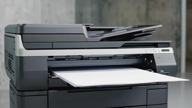 Modern Office Printer with Paper Output - Business Technology and Workflow in a Professional Setting