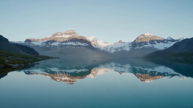 Serene mountain landscape reflection on calm lake surface