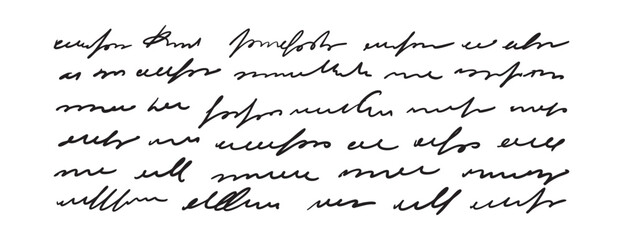 Unreadable handwriting text set. Abstract cursive script. Vintage handwritten patterns for creative design