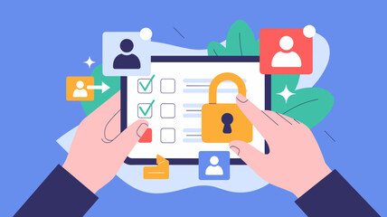 User access control with secure permissions and identity management on digital interface concept