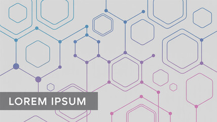 Obraz premium Interconnected hexagonal shapes with gradient lines and dots abstract geometric