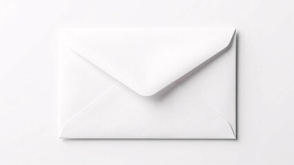 A classic white envelope is centered on a clean white background, providing a pristine and minimalist mockup for branding, invitations, or correspondence designs.