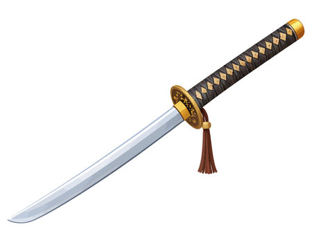 Japanese Katana Sword High Detail Vector Illustration