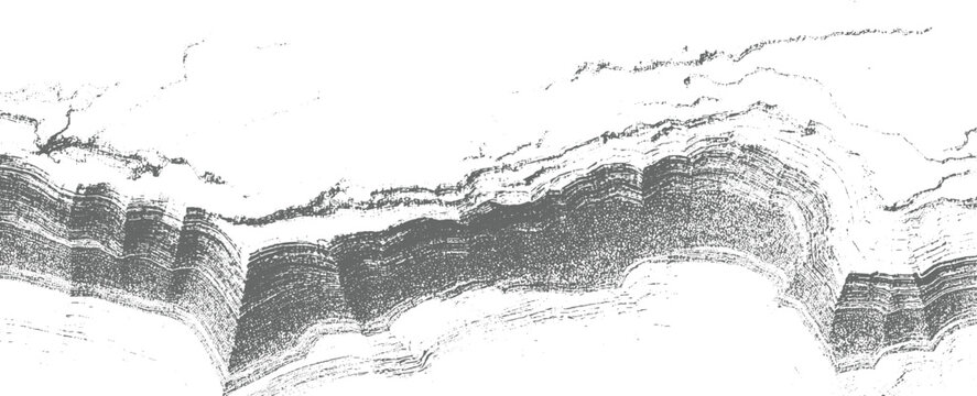 Abstract grayscale textured geological strata layers and formations pattern monochrome