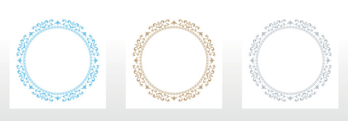 Set of decorative frames Elegant vector element for design in Eastern style, place for text. Floral colored frames. Lace illustration for invitations and greeting cards