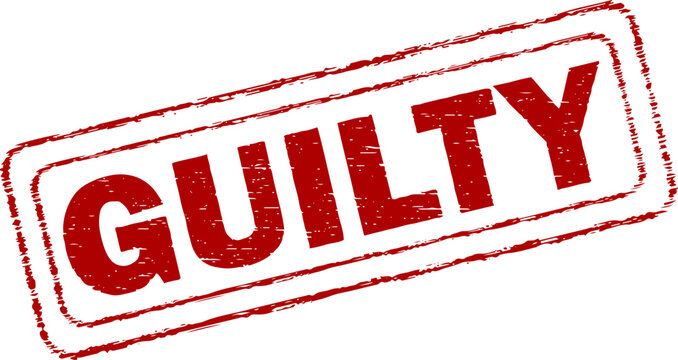 Red guilty stamp on white background for legal or business concepts