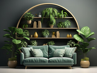 Living room decor with vibrant houseplants and inviting sofas
