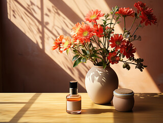 Empty table setup for showcasing food, cosmetics, or jewelry