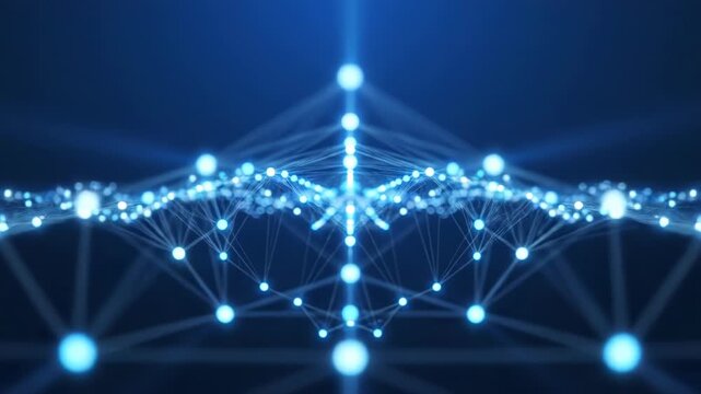 Complex network structure with interconnected nodes and lines