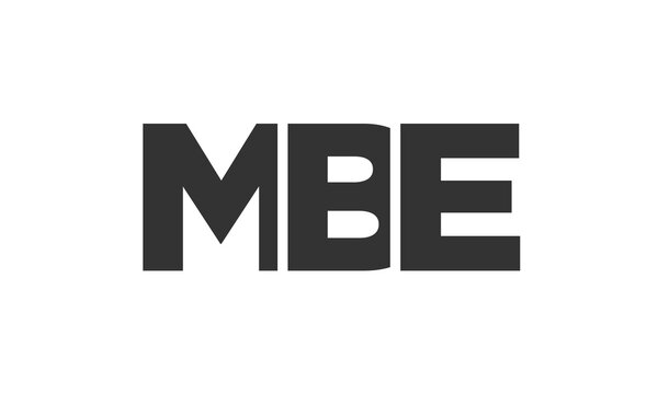 MBE logo design template with strong and modern bold text. Initial based vector logotype featuring simple and minimal typography. Trendy company identity.