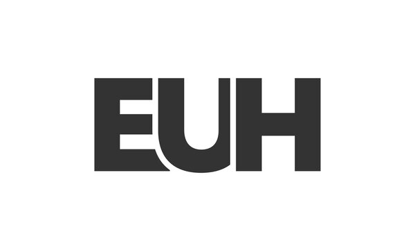 EUH logo design template with strong and modern bold text. Initial based vector logotype featuring simple and minimal typography. Trendy company identity.