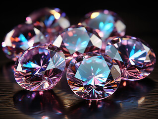 Glistening diamonds against a black backdrop, showcasing luxury and opulence