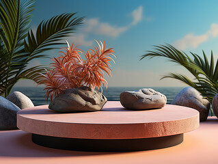 Vibrant Sea shells and stones on beautiful tropical summer sand beach