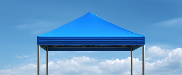 Fototapeta premium Vibrant blue canopy provides cool shade for relaxing outdoor comfort and fun activities