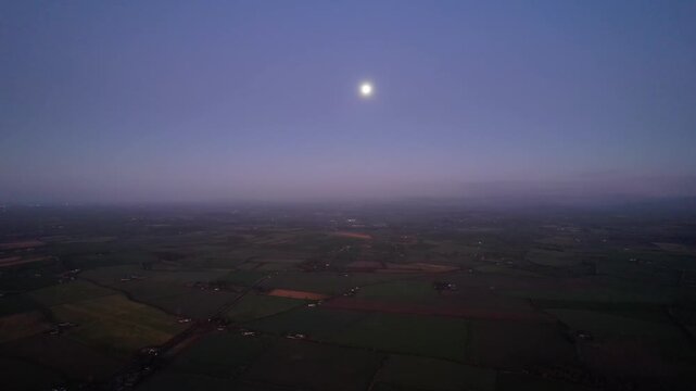 Irish Aerial Landscape night and fog depends on Kildare winter evening landscapes