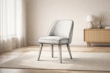 Hand-Drawn Chair Inside a Real Interior Space