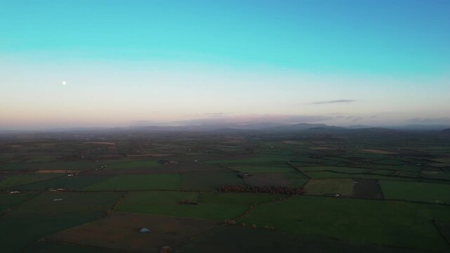 Ireland Farmland at dusk on a winter night Kildare Irish Epic Landscapes aerials