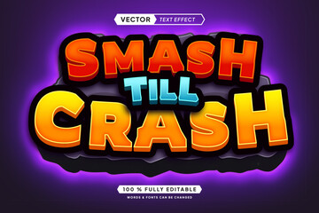 Text effect editable smash till crash 3d gaming cartoon font style